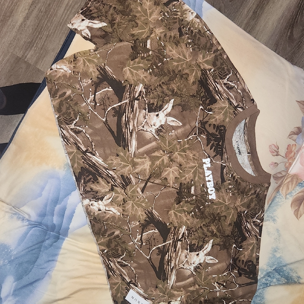 PLAYBOY Brown Camouflage Crop Top